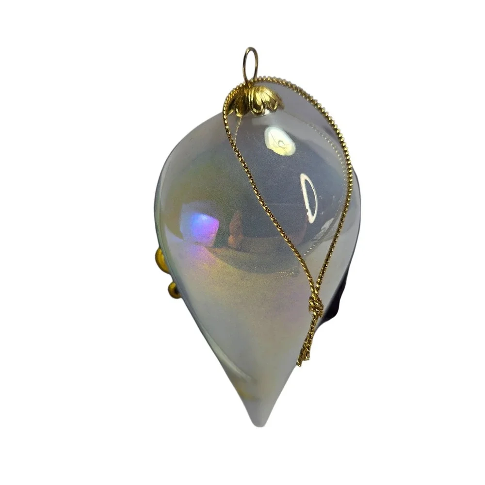 Pier 1 Li Bien Angel Ornament Iridescent Tear Drop Shape Christmas Glass Vtg Box